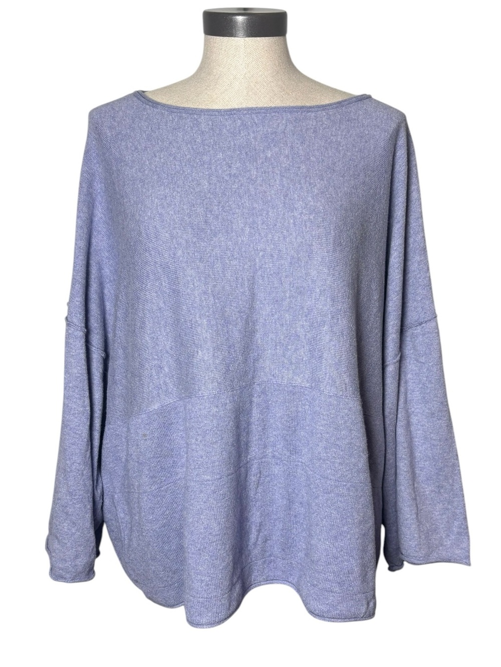Pure Jill XL Cotton Cashmere Sweater Lavender Oversized Boat Neck Top Knit